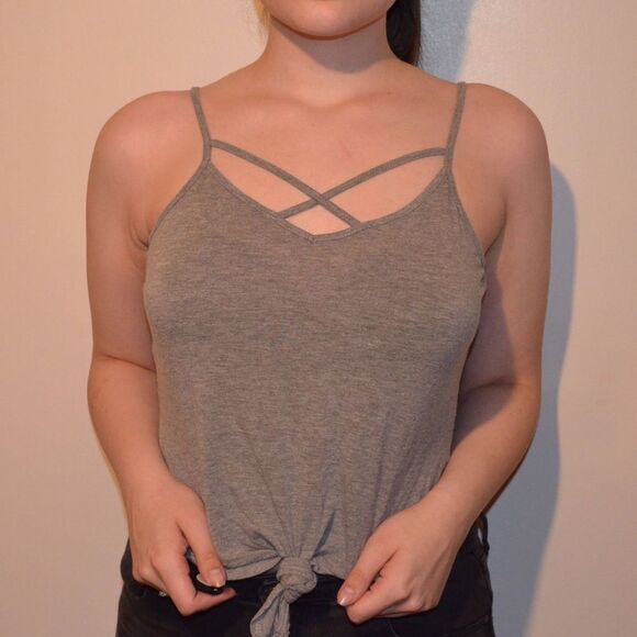 Grey Tied Tank - Picture 1 of 4